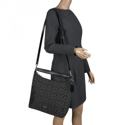 مملوكة مسبقًا Coach Grey/Black Signature Canvas and Leather Celeste Hobo