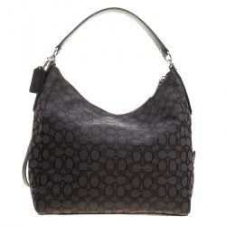 مملوكة مسبقًا Coach Grey/Black Signature Canvas and Leather Celeste Hobo