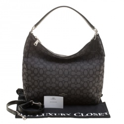 مملوكة مسبقًا Coach Grey/Black Signature Canvas and Leather Celeste Hobo