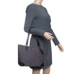 Coach Grey/Black Signature Canvas and Leather Tote