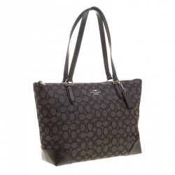 Coach Grey/Black Signature Canvas and Leather Tote