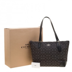 Coach Grey/Black Signature Canvas and Leather Tote