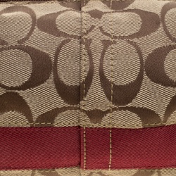 Coach Beige/Maroon Signature Canvas Hobo