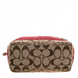 Coach Beige/Maroon Signature Canvas Hobo