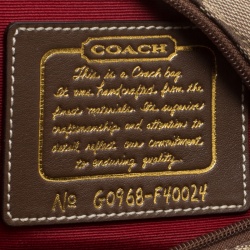Coach Beige/Maroon Signature Canvas Hobo