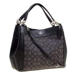 Coach Black Signature Canvas and Leather Small Lexy Shoulder Bag