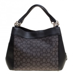 Coach Black Signature Canvas and Leather Small Lexy Shoulder Bag