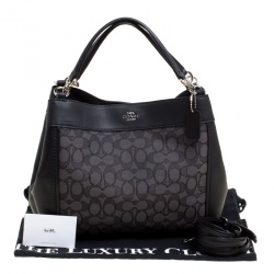 Coach Black Signature Canvas and Leather Small Lexy Shoulder Bag