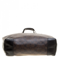 Coach Brown/Black Signature Coated Canvas Shopper Tote