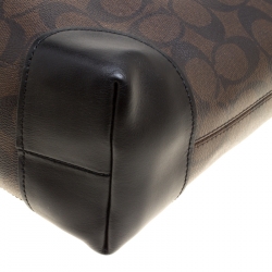 Coach Brown/Black Signature Coated Canvas Shopper Tote