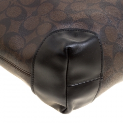 Coach Brown/Black Signature Coated Canvas Shopper Tote