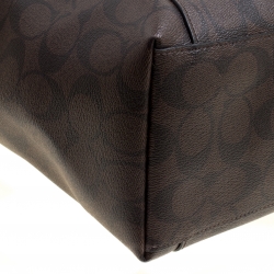Coach Brown Signature Coated Canvas Ava Chain Tote