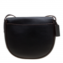 Pre Owned Coach Black Leather Keith Haring Hudson Crossbody Flap Bag