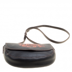 Pre Owned Coach Black Leather Keith Haring Hudson Crossbody Flap Bag