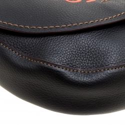 Pre Owned Coach Black Leather Keith Haring Hudson Crossbody Flap Bag