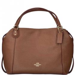 Pre Owned Coach Brown Pebbled Leather Edie 28 Shoulder Bag