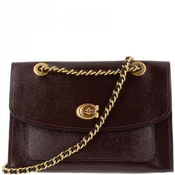 مملوكة مسبقًا Coach Maroon Patent Leather Parker Shoulder Bag