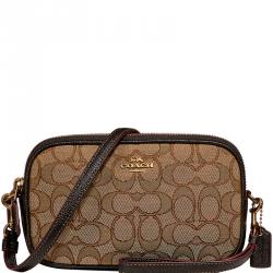 Coach Khaki Signature Jacquard Canvas Boxed Sadie Crossbody Bag