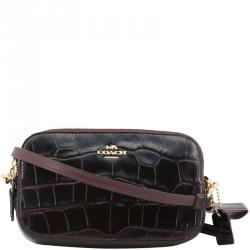 Coach Dark Brown Croc Embossed Leather Crossbody Bag Coach | TLC