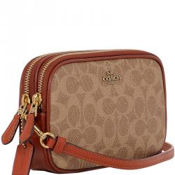 Coach Brown Signature Jacquard Canvas Boxed Sadie Crossbody Bag