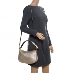 Pre Owned Coach Metallic Gold Leather Top Handle Shoulder Bag