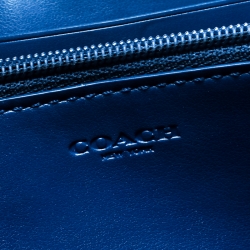 Pre Owned Coach Brown/Blue Coated Canvas and Leather Floral Zip Around Wallet 