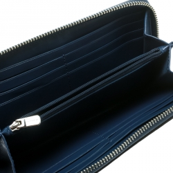 Pre Owned Coach Brown/Blue Coated Canvas and Leather Floral Zip Around Wallet 