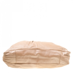 Pre Owned Coach Shimmering Beige Leather Top Handle Bag