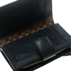 Pre Owned Coach Blue Leather Compact Wallet