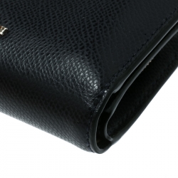 Pre Owned Coach Blue Leather Compact Wallet