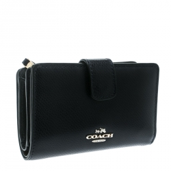 Pre Owned Coach Blue Leather Compact Wallet