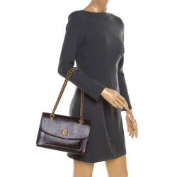 Pre Owned Coach Maroon Patent Leather Parker Shoulder Bag