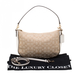 Coach Beige Signature Canvas and Leather Shoulder Bag