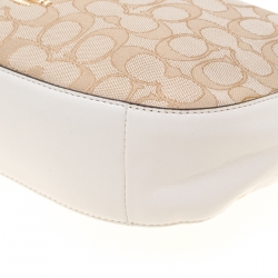 Coach Beige Signature Canvas and Leather Shoulder Bag
