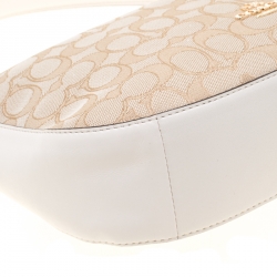 Coach Beige Signature Canvas and Leather Shoulder Bag