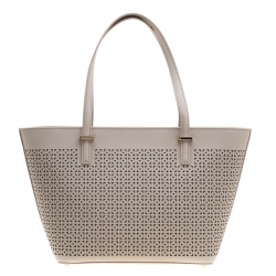 Pre Owned Kate Spade Off White Perforated Leather Harmony Tote