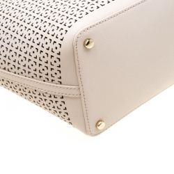 Pre Owned Kate Spade Off White Perforated Leather Harmony Tote