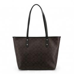 Pre Owned Coach Brown/Black Signature Coated Canvas City Zip Tote