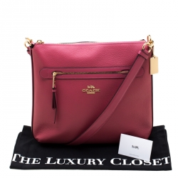 Pre Owned Coach Coral Pink Leather Mae Crossbody Bag