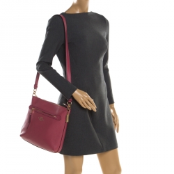 Pre Owned Coach Coral Pink Leather Mae Crossbody Bag