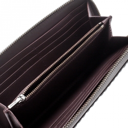 Pre Owned محفظة كوتش سحاب ملتف حلقات جلد مبطنة رمادية