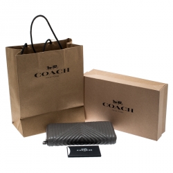 Pre Owned محفظة كوتش سحاب ملتف حلقات جلد مبطنة رمادية