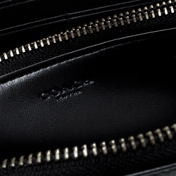 Pre Owned Coach Dark Green Leather Zip Around Wallet