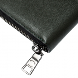 Pre Owned Coach Dark Green Leather Zip Around Wallet