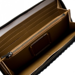 Pre Owned محفظة كوتش سحاب ملتف حلقات جلد مبطنة سوداء