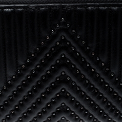 Pre Owned محفظة كوتش سحاب ملتف حلقات جلد مبطنة سوداء