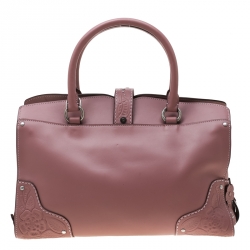 Coach Nude Pink Flower Embellished Leather Mercer 30 Satchel