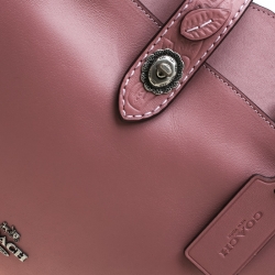 Coach Nude Pink Flower Embellished Leather Mercer 30 Satchel