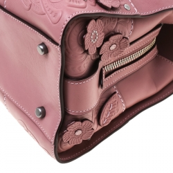 Coach Nude Pink Flower Embellished Leather Mercer 30 Satchel