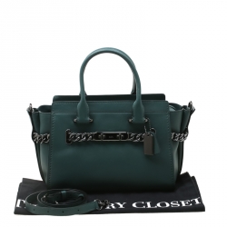 Pre Owned Coach Deep Green Leather Swagger 27 Satchel